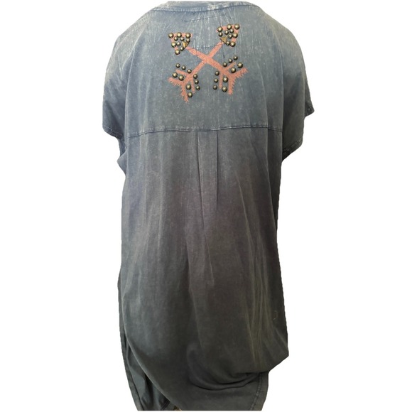 New Double D Ranch Top Thunderbird Long Studded Western Boho Side Slit Tunic S M - Picture 6 of 8